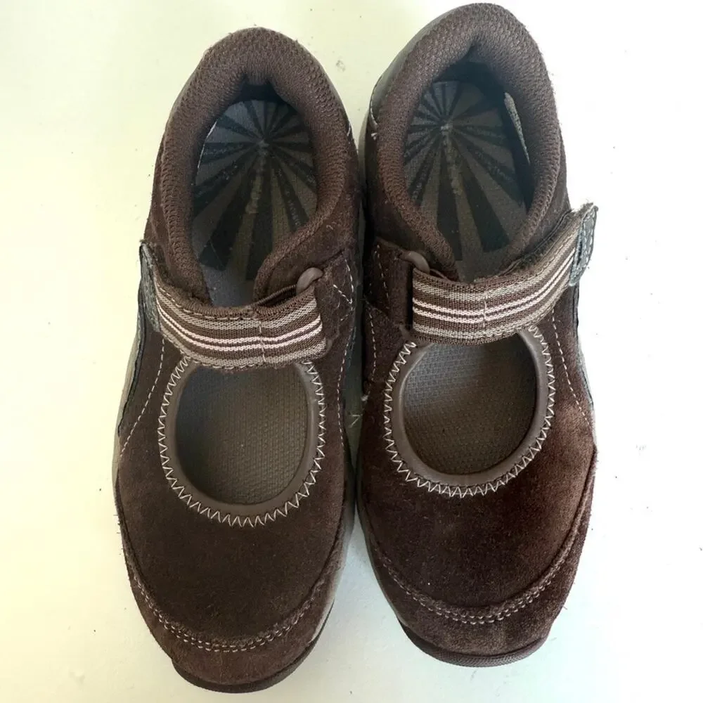 Stride Rite Anita‎ Brown Suede Mary Jane Sneakers Girls Size 11.5M Leather Upper